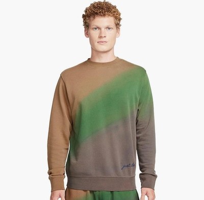 NEW NIKE SPORTSWEAR GAME DAY CLUB CREW SWEATSHIRT BROWN/GREEN FQ6142-256 MEDIUM