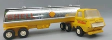Rare 1970s Tonka Shell Mini Semi Truck Tanker Trailer Yellow 10 Wheeler Metal