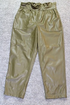 Who What Where Faux Leather Pants Womens Size 10 Olive Stretch