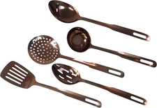 Amco 5-Piece Stainless Steel Cooking Utensil Set, Copper Finish - 14 in