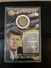 1964 Brilliant Uncirculated Kennedy Silver Half Dollar In Display Case Toned