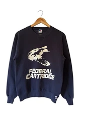 Vintage Federal Cartridge Sweatshirt Men’s Small Navy Blue Russell Athletic USA