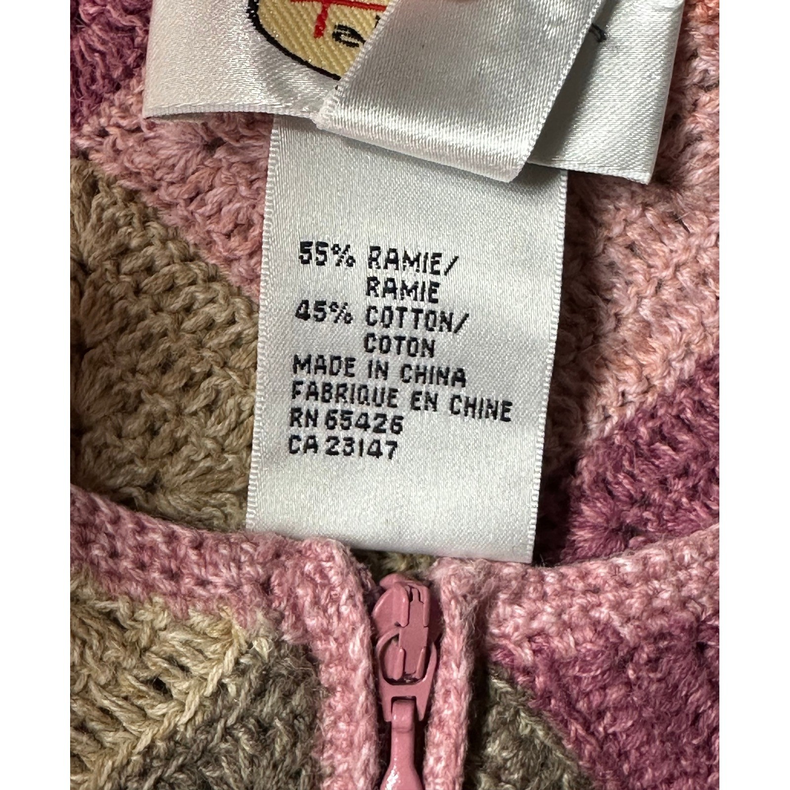 Talbots Multi Colored Crocheted Patchwork Full Zi… - image 6