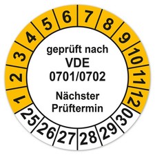 Prüfplakette geprüft nach VDE 0701/0702 nächster Prüftermin Aufkleber LTD014