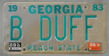 Georgia Vanity License Plate