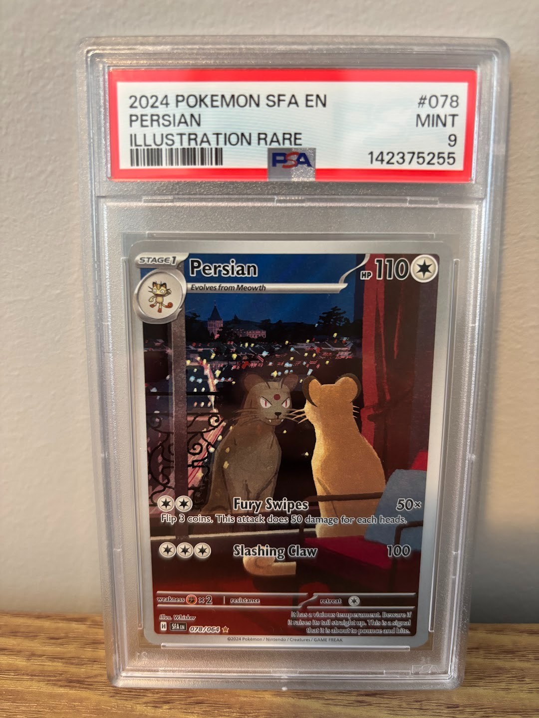Persian IR PSA 9 - Shrouded Fable 78/64 Pokemon Scarlet and Violet Graded Card