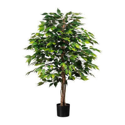 Kunstpflanze Ficus Benjamini grün, 1260 Blätter, Naturstamm, im Topf, Höhe ca. 1