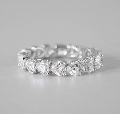 2 CTW Heart Cut Moissanite Eternity Wedding Band Ring 14K White Gold Plated