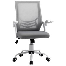 Vinsetto Sedia da Ufficio Ergonomica con Supporto Lombare in Tessuto Grigio