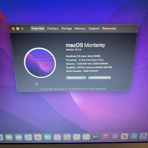 Apple MacBook Laptop 250GB SSD 4GB Ram Monterey Upgraded W/CHARGER NEW BATTERY - Picture 2 of 7