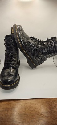 Dr Martens 1460 Wild Croc Gunmetal Embossed Leather Boots UK 7 EU 41 Rare