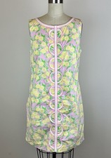 Lilly Pulitzer Sleeveless Shift Dress Grasshopper Floral Print White Eyelet Trim