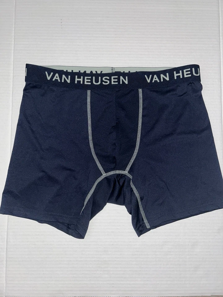 Calzoncillos boxer elásticos Van Heusen bolsa de malla 6" entrepierna, azul marino, hombres grandes, nuevos sin etiquetas Foto 3 de 4