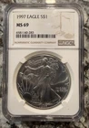 1997 American Silver Eagle - NGC - MS 69 Bright Shiny Luster Encapsulated