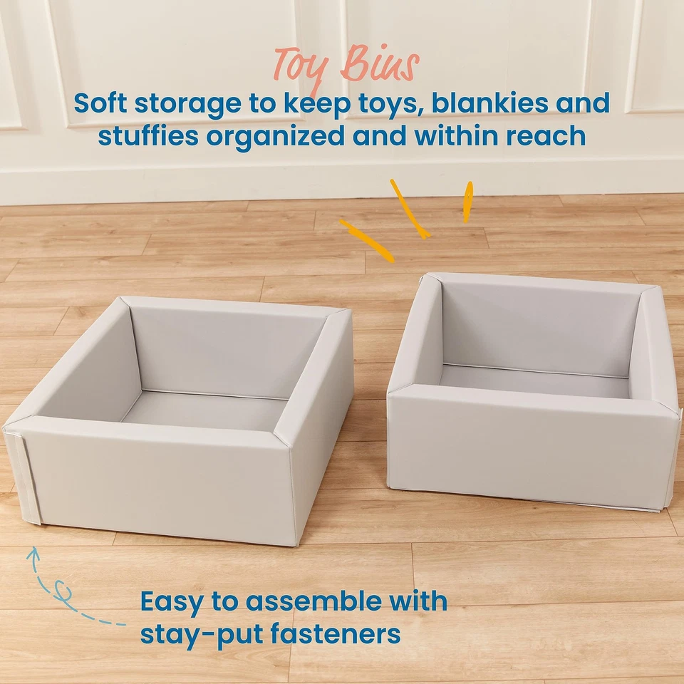 Contenedores de juguete SoftZone Play Patch, juego para principiantes, gris claro, paquete de 2 Foto 3 de 4