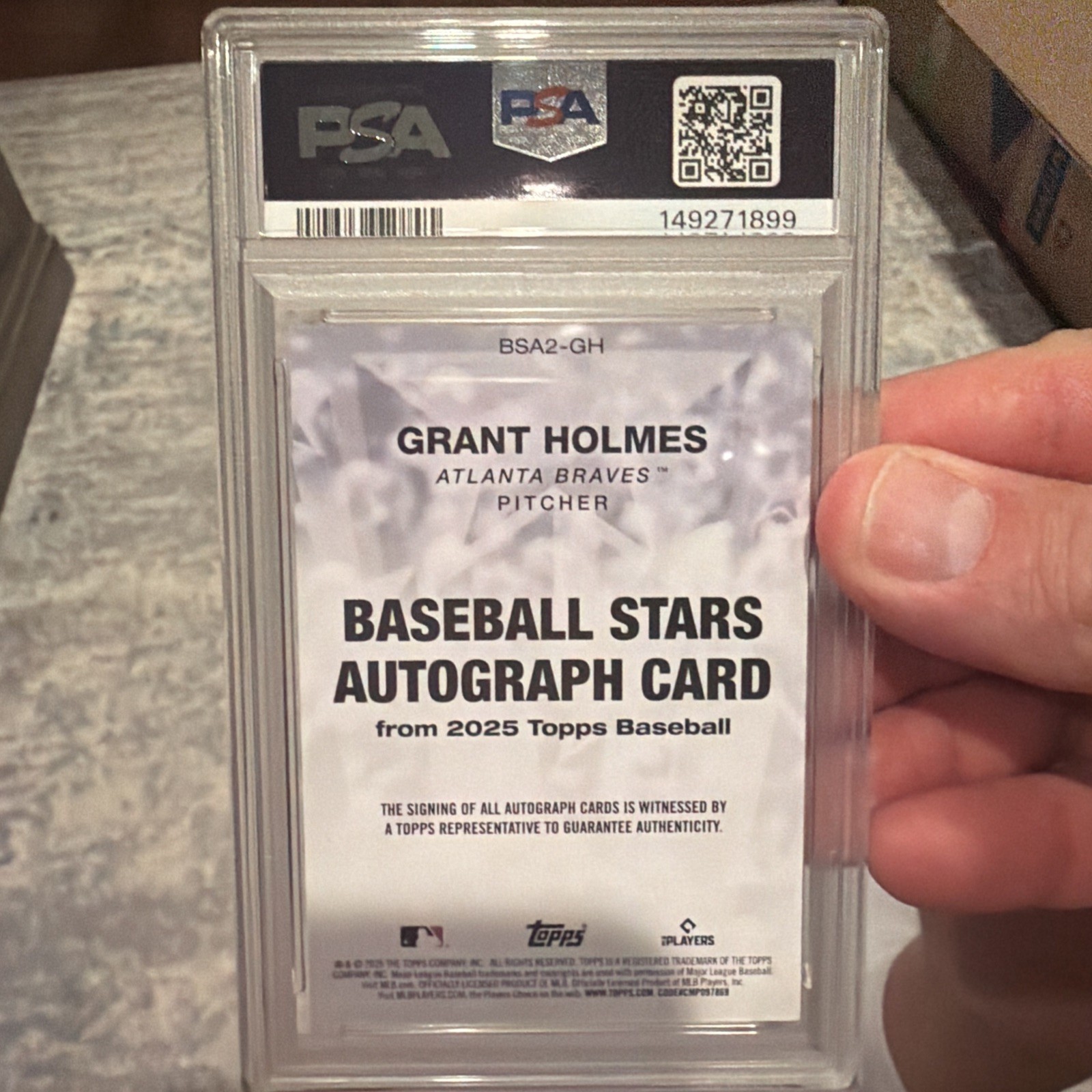 25 Topps Series 2 Baseball Stars Auto Grant Holmes Rookie #BSA2-GH Braves🔥PSA 8 view 3