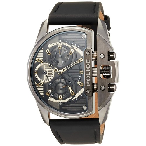 Orologio Uomo POLICE SAIHO PL.15711JSTB/04 Vera Pelle Nero Dual Time