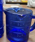 Cobalt Blue Glass 3 Spout Measuring Cup 8 Oz 1 Cup 3.5" Tall W/ Handle — photo 1
