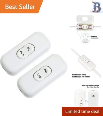 Durable 2-Pack Inline Cord Switch for Lamp Control - Easy On/Off Access in White