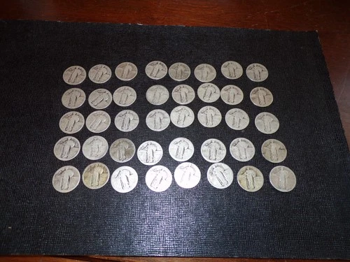 40 Standing Liberty Quarters-No Dates-But A Few Have Readable Dates-90% Silver