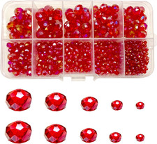 Crystal Glass Faceted Beads of AB Color Red , Rondelle Faceted AB Crystal Beads