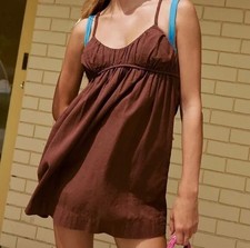 FREE PEOPLE  Free-Est - Tell All Mini Dress In Chocolate Brown Size XS  RRP £68