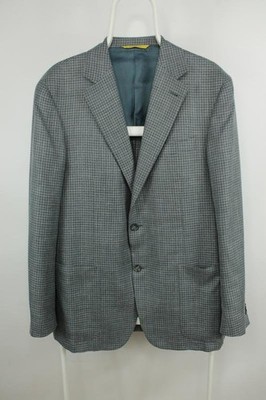 Men Canali Blazer Grey Linen Silk Wool 40 /L / 48