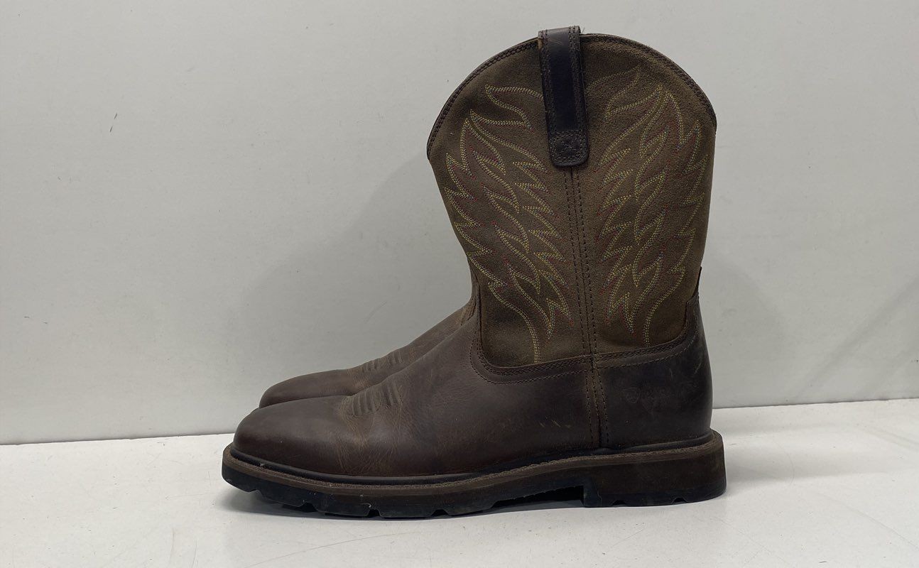 Ariat Brown Solid Pull-On Work Boots Men 11D - image 1