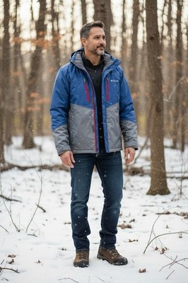 Columbia Men s XL Frozen Granular Jacket NWT Omni-Heat Waterproof Blue Grey