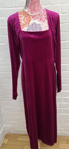 New Monsoon Velvet Dress UK 22 Pink Rachel Midi Long Sleeve Party - Picture 2 of 8