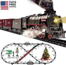 Train Set for Kids, Electric Train Toys with Realistic Light Sounds Smoke, Chri