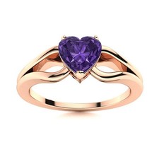 925 Sterling Silver Amethyst Gemstone Statement Wife Solitaire Wedding Ring