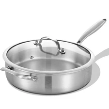 LOLYKITCH 5QT Tri-Ply Stainless Steel Sauté Pan, 12" Induction, Oven Safe