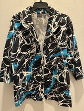 Chico  s Additions Women  s Abstract Open Collared 3/4 Sleeve Jacket, 3