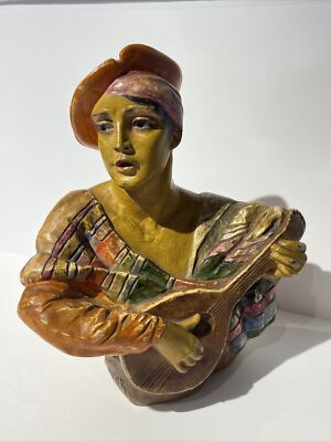 1960s-Chalkware Bust Troubadour-Age Of Romance-Lillie V O Ryan Spanish Revival