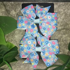 2 PC 3" Boutique Alligator Clip Grosgrain Bow Set New Floral Dog Cat 509