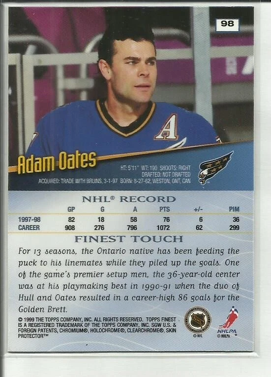 1998-99 Topps Finest #98 Adam Oates Washington Capitals - Image 2 of 2
