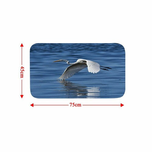 Lake Heron Egret Bathroom Shower Curtain Set Non-Slip Bath Mat Toilet Lid Cover - Picture 4 of 14