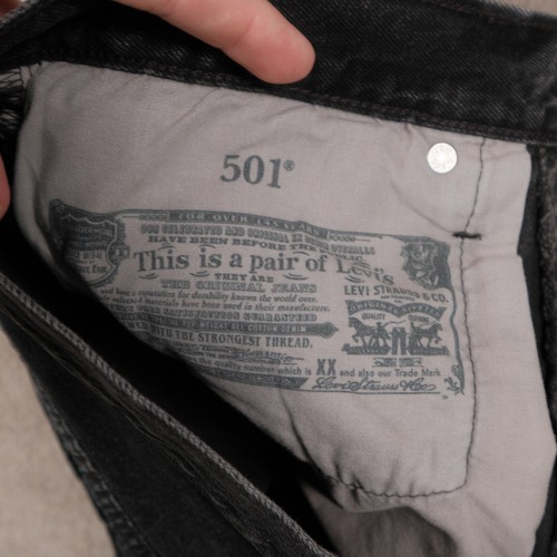 Levis 501xx pantaloncino donna 30" vita denim nero jorts bottoni mosca orlo grezzo taglio di - Foto 9 di 17