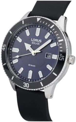 Lorus Men's Solar Watch with Blue Dial and Black Strap RX319AX9 - Picture 2 of 3