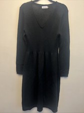 Calvin Klein women’s Wool Blend V-neck Sweater dress, medium, black