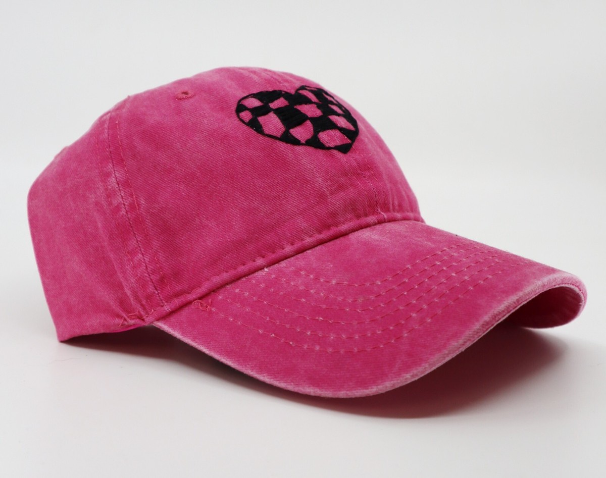 Wild Sour Checkered Heart Hat – 100% Cotton Hot Pink Baseball Cap