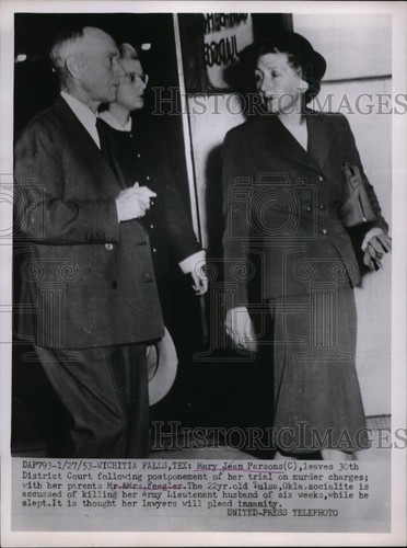 Foto de prensa 1953 Mary Jean Parsons & Mr & Mrs Feegler de Oklahoma - nee62864