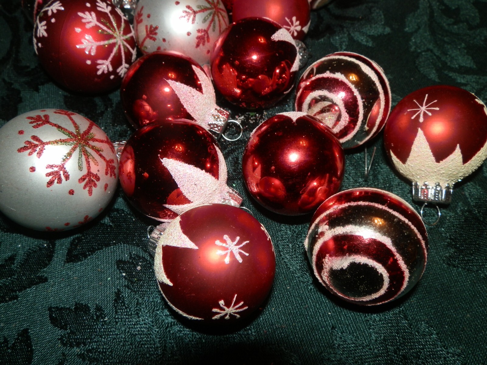 Vintage Assorted Mini Glass Christmas Bulbs Lot of 19 Festive Decorated 1.5"