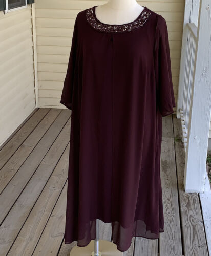Catherines Plus 1X Midikleid Perlen Midnight Berry schillernd besondere Anlässe MOB - Bild 2 von 8