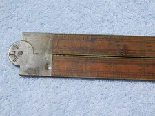 Vintage 24" L.C. STEPHENS Two-Fold Boxwood & Brass Bound Rule - Early CT Maker