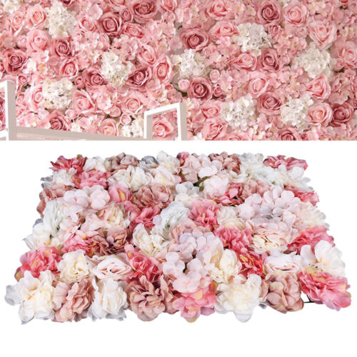 6 Pcs Artificial Silk Flower Wall Panel Hydrangea Wedding Party Backdrop Decor
