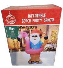 Christmas Inflatable Beach Santa 6Feet Tall 