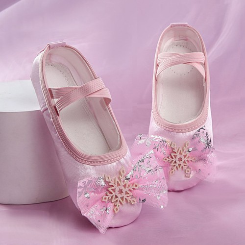 Kids Girl's Dancing Shoes Ballerinas Ballet Shoes Split Sole Band Stage Soft - Picture 61 of 106