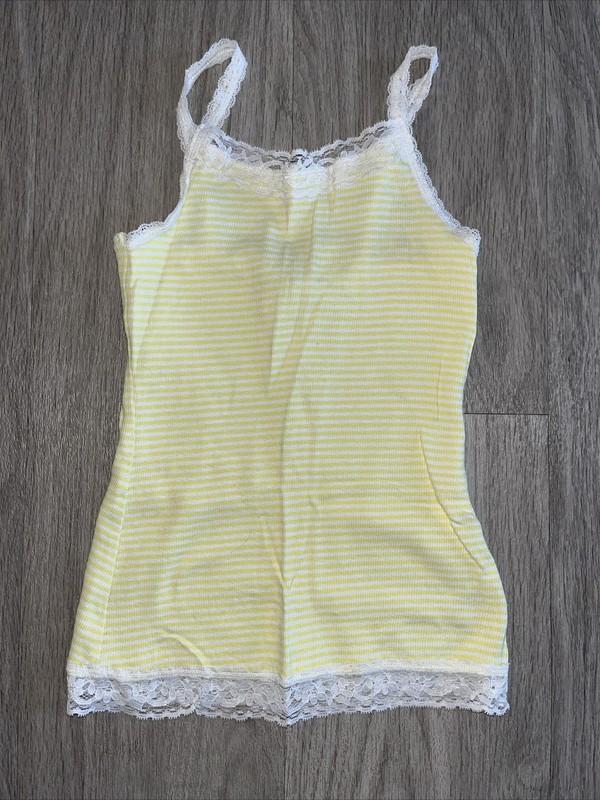 Old Navy Girl’s Lacy Tank Top - Yellow & White Striped - Size Small (6/7) - EUC